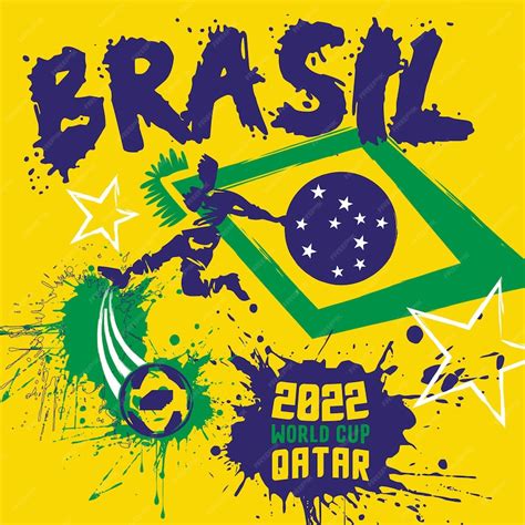 Ilustração do pôster do futebol brasileiro no futebol para o design do ...