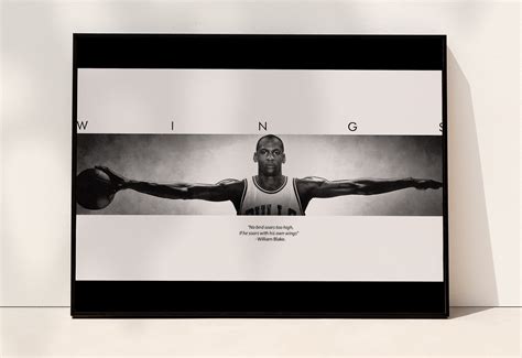 Michael Jordan Wingspan Poster Framed