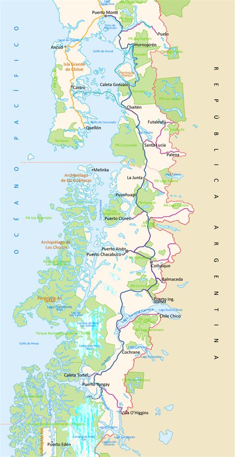 Carretera Austral Map - Aysén, Chile | Chile travel, Patagonia, Patagonia travel