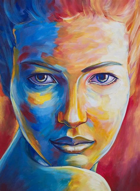 color complementary art - Google Search | Colorful portrait, Acrylic portrait painting, Portrait ...