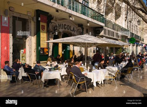 Nicola cafe terrace Rossio square Baixa district central Lisbon ...