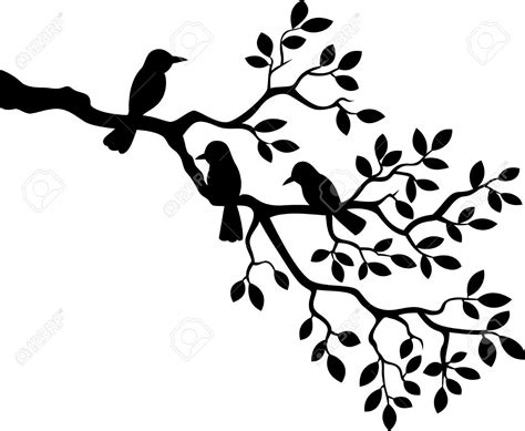 дерево ветки цветы контур Фотообои illustration of tree branch with bird - bird * PIXERS.ru # ...