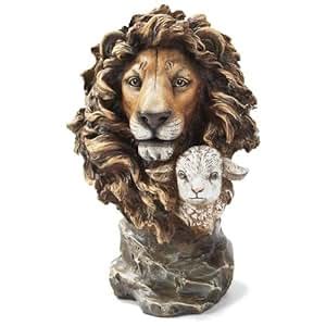 Amazon.com: 12" Lion and Lamb Bust Resin Stone Statue: Home & Kitchen