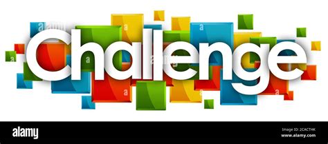 challenge word in colored rectangles background Stock Photo - Alamy