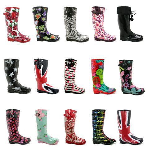 NEW WOMENS FLAT FESTIVAL WELLIES WELLINGTONS KNEE HIGH RAIN BOOTS SIZE