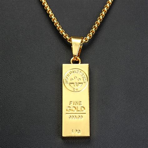 18K Gold Bar Hip Pop Men Chain Necklace Jewelry | Mens chain necklace, Gold chains for men ...