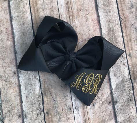 Black and Gold Hair Bow Black and Gold Monogram Bow - Etsy