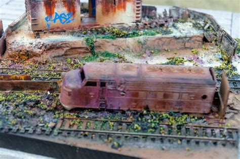 HO Scale Custom Built Diorama Abandoned Rail Yard Weathered | #1992890256