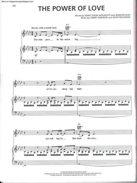 The Power Of Love free sheet music by Celine Dion | Pianoshelf