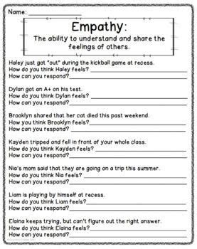 Empathy Worksheet Freebie!! #AnxietyInTeens | Teaching empathy, Social emotional skills, Empathy ...