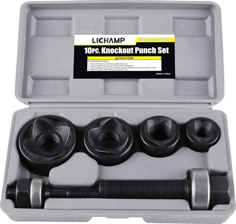 LICHAMP Manual Knockout Punch Kit, Heavy Duty Metal Sheet Knock Out Box Hole Cutter Conduit ...