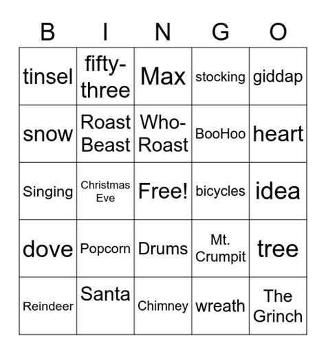 Grinch Bingo Card