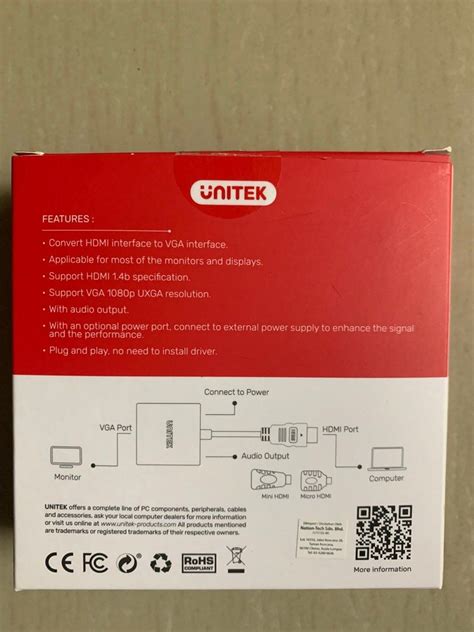 HDMI to VGA Adapter -Unitek , Computers & Tech, Parts & Accessories, Cables & Adaptors on Carousell