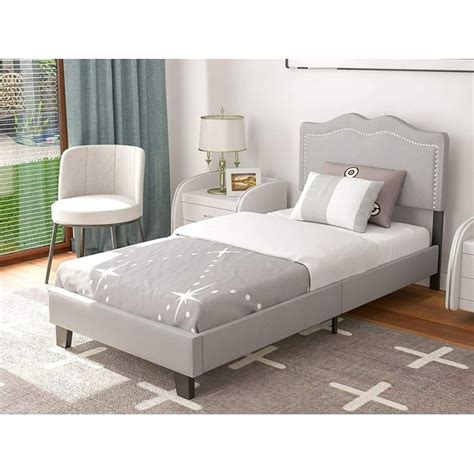 mecor Upholstered Linen Twin XL Platform Bed Frame - Adjustable Height ...