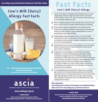 Cow’s Milk (Dairy) Allergy - Australasian Society of Clinical ...