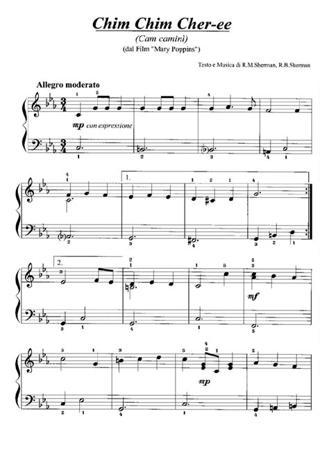 CHIM CHIM CHER-EE Easy Piano Sheet music | Easy Sheet Music