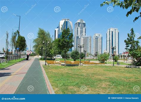 The City of Grozny the Capital of Chechnya. Stock Photo - Image of house, modern: 100416030