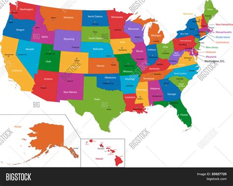 Colorful USA Map States Capital Vector & Photo | Bigstock