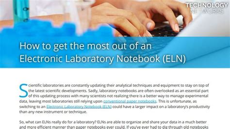 How To Get the Most Out of an Electronic Laboratory Notebook (ELN) | Technology Networks