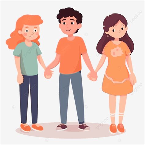 Supportive Clipart Three Young Friends Holding Hands Cartoon Vector, Supportive, Clipart ...