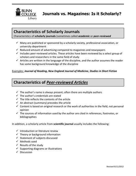 Characteristics Of Scholarly Journals