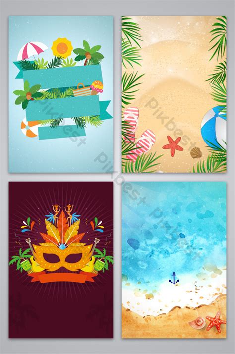 Cartoon seaside poster background image | AI Backgrounds Free Download ...