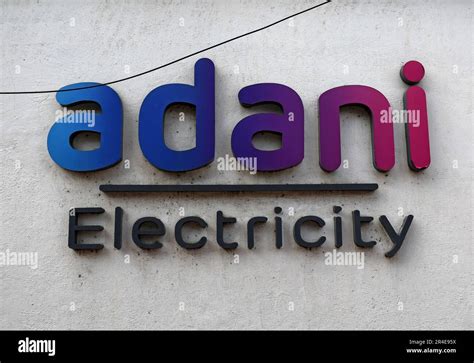 Adani electricity logo seen on the wall in Mumbai. Adani power and ...