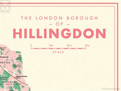 Hillingdon (London borough) retro map giclee print – Mike Hall Maps ...