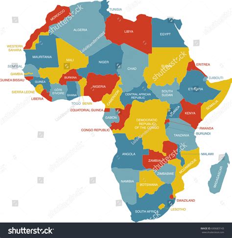 Labeled Map Africa Stock Vector (Royalty Free) 690683143 | Shutterstock