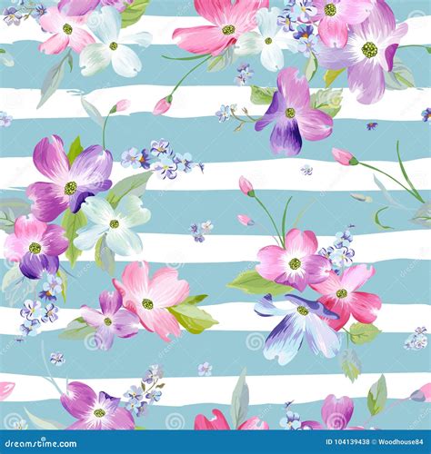 Spring Flowers Seamless Pattern. Watercolor Floral Background for ...