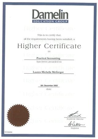 06. Damelin - Higher Certificate in Practical Accounting | PDF