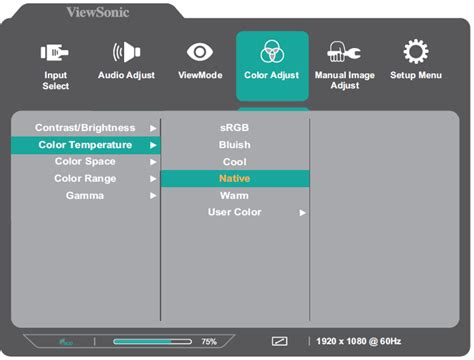 VA1655 On-Screen Display Menu - ViewSonic Monitor