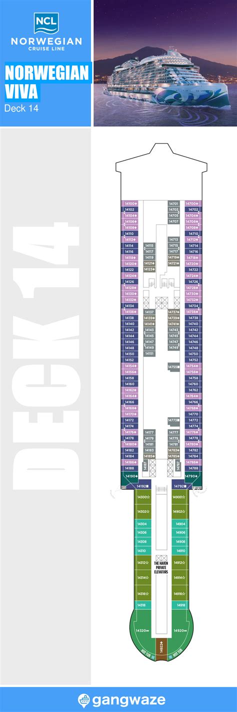 Norwegian Viva Deck 14 - Activities & Deck Plan Layout