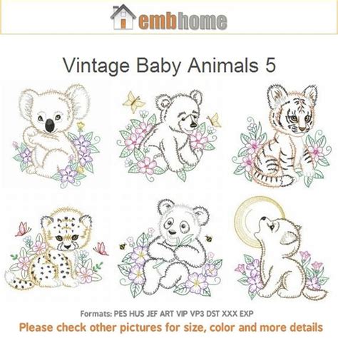 Vintage Baby Animals Machine Embroidery Designs Pack Instant - Etsy