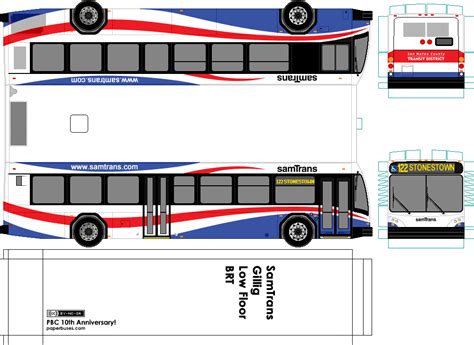 SamTrans paper model bus - paperbuses.com. DIY paper craft | Paper models, New bus, Bus