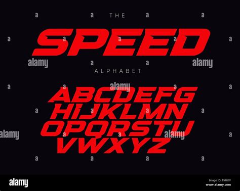 Speed letters set. Red race font. Italic bold racing style vector latin ...