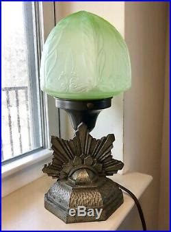 Antique Art Deco Uranium Glass Lamp