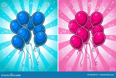 Blue and Pink Party Balloons Stock Vector - Illustration of shower, happy: 30240161