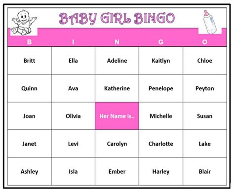 Baby Girl Names Bingo Game 30 Cards Fun for Baby Name - Etsy France