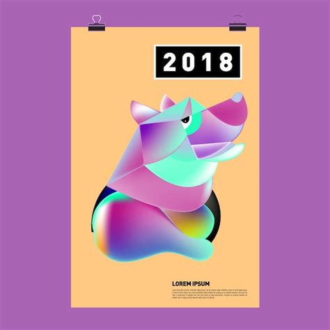 Premium Vector | Chinese new year 2018 festive vector card design with ...