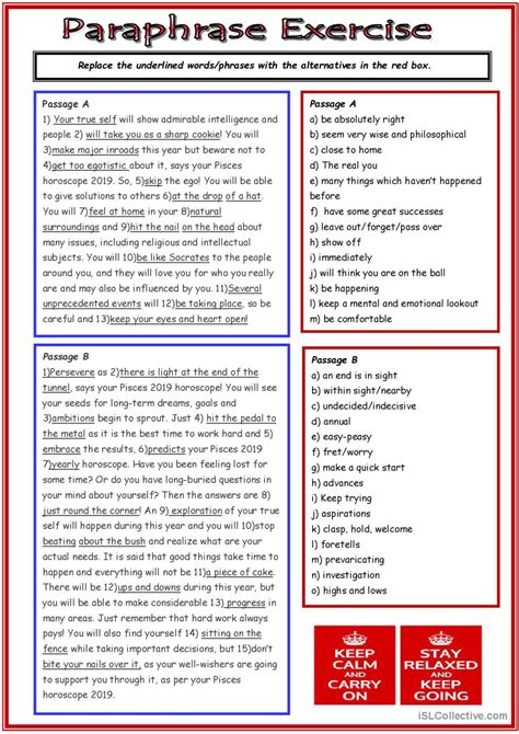 english paraphrasing exercises pdf