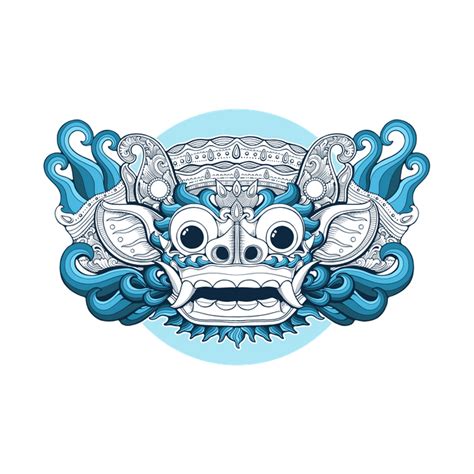 Barong Bali on Blue Art Print by Wayan Bayu - X-Small | Blue art prints, Barong, Barong bali