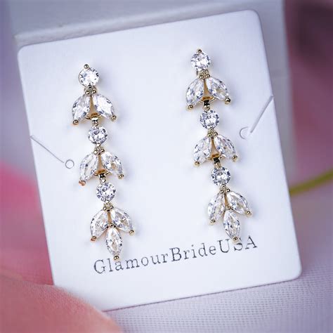 Silver Bridal Earrings Crystal Bridal Earrings Drop Wedding - Etsy