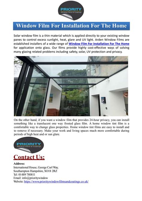 Window Film For Installation For The Home by Priority Window Films & Coatings Ltd - Issuu