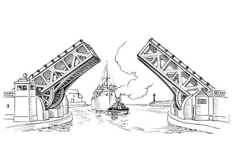 Coloring page bridge - drawbridge - img 18893.