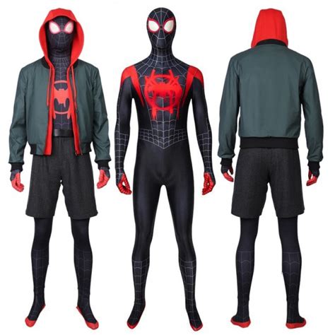 Spider Man Into The Spider Verse Miles Morales Suit Halloween Cosplay Costume - Spider-man ...