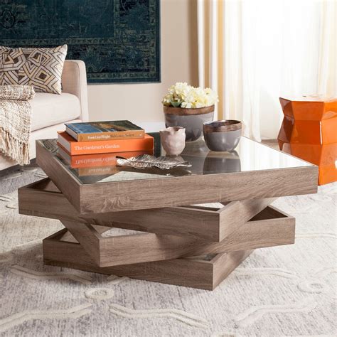 Safavieh Anwen Modern Geometric Stacked Wood Coffee Table Grey 33.5" x 33.5" x 1 | eBay