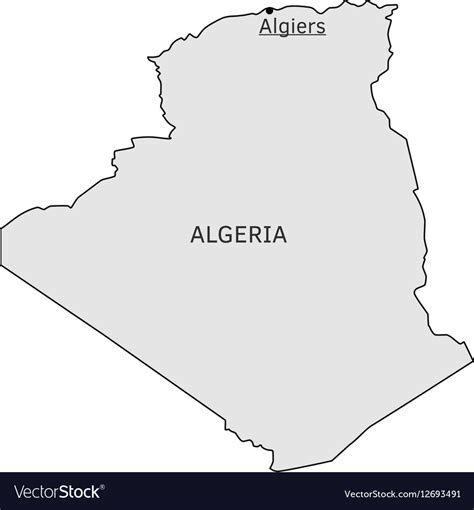 Algeria silhouette map with algiers capital Vector Image