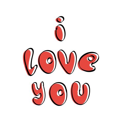 Lettering I love you on a white background. Red handwritten font in ...