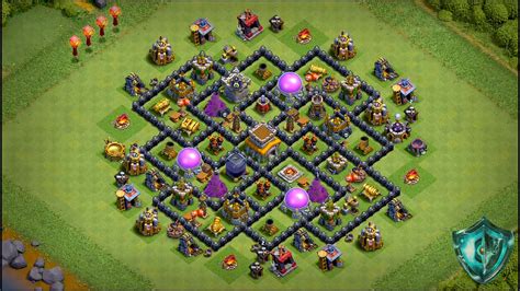 Town Hall 8 Hybrid Base 4 Mortars